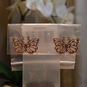 🍂 NWT Rose Gold Tone Butterfly Statement Earrings